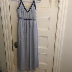 Blue and white maxi dress